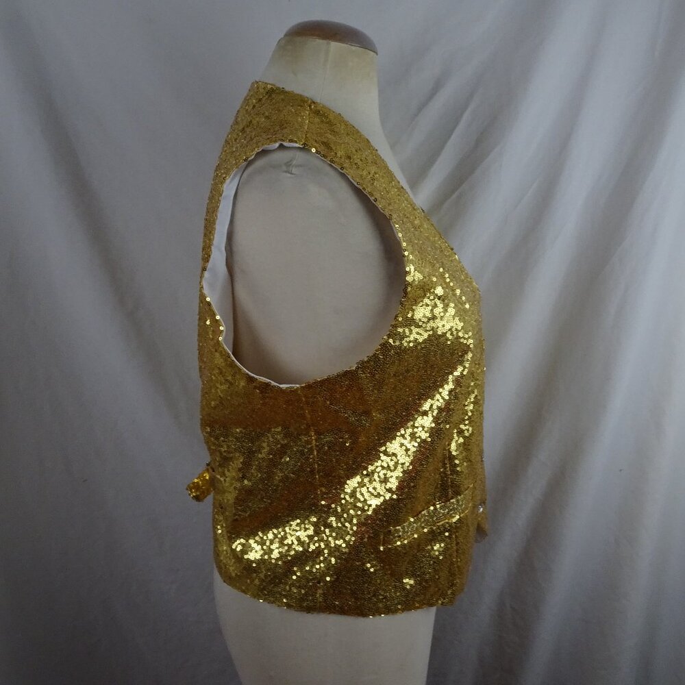 Adult Gold Shiny Sequin Vest Size M - Picture 4 of 11